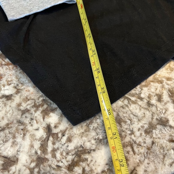 L New Miagooo Two Tone Assymetrical Hem Pocket Hoodie Tunic Black Gray Large - Picture 4 of 10